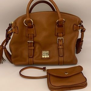 Dooney & Bourke Florentine Bristol Whiskey Brown Leather Satchel Shoulder Bag